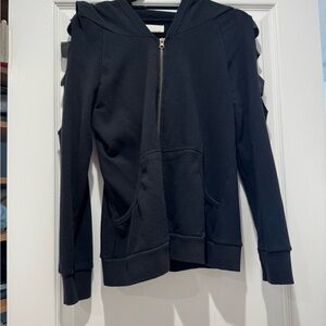 Vintage Havana Black Zip-Up Sweater Cool Arm Slits